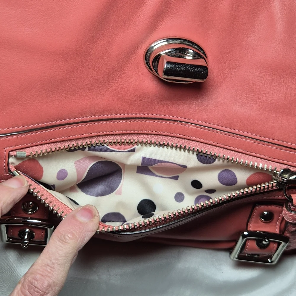 Coach Pink Leather Shoulder Bag with Chain Strap